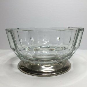 Silver Base Clear Glass Candy Dish Trinket Tray Keys Change Pedestal 8.75"